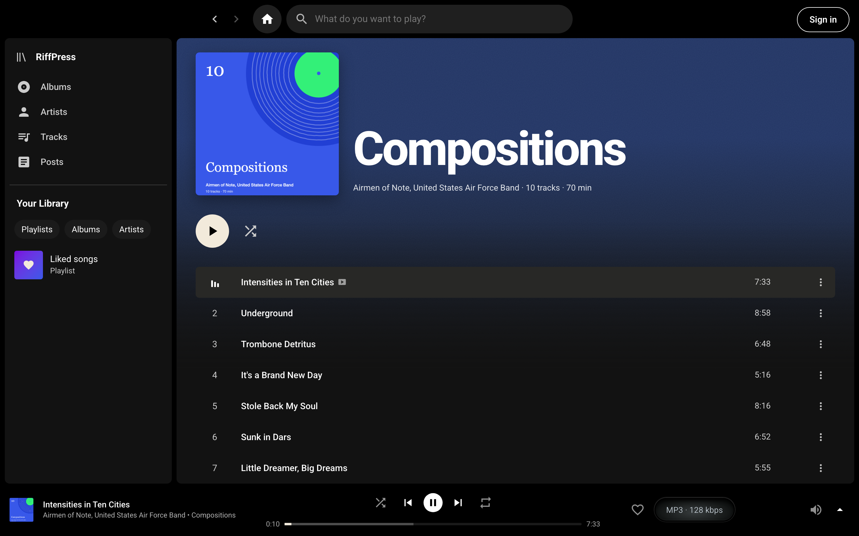 Riff, a music player for WordPress